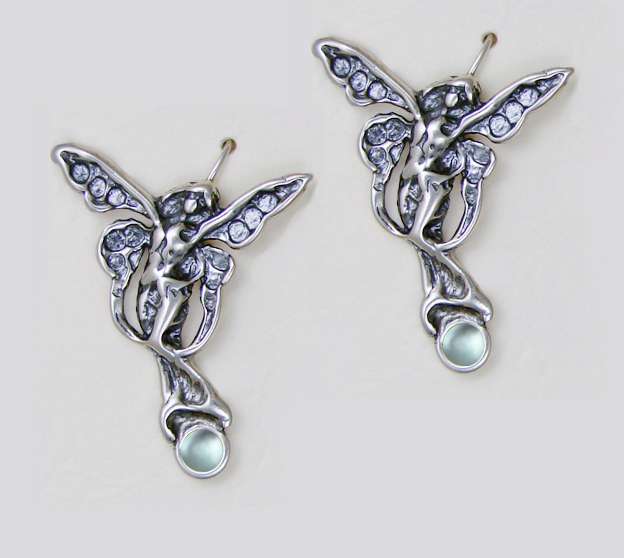 Sterling Silver Joyful Fairy Drop Dangle Earrings With Topaz Sterling Silver Joyful Fairy Drop Dangle Earrings With Topaz